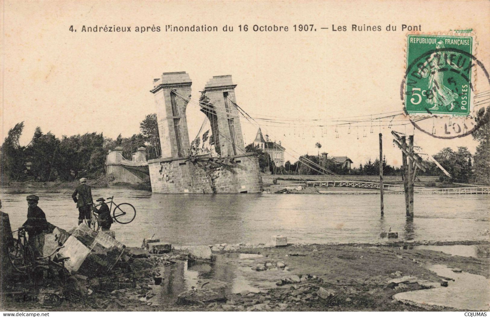 42 - ANDREZIEUX - S19043 - Après L'Inondation Du 16 Octobre 1907 - Les Ruines Du Pont - Andrézieux-Bouthéon