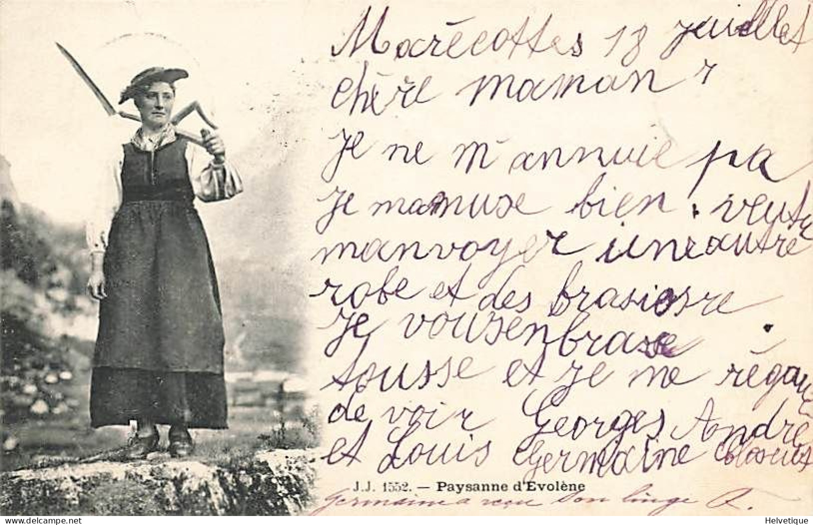 Paysanne D'Evolène Costume Faux 1899 Val D'Hérens - Evolène