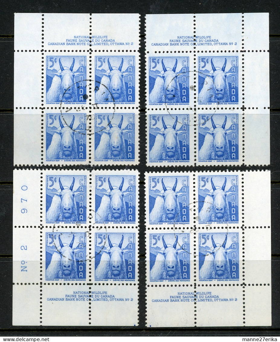 Canada 1956 USED  Plate Blocks Mountain Goat - Oblitérés