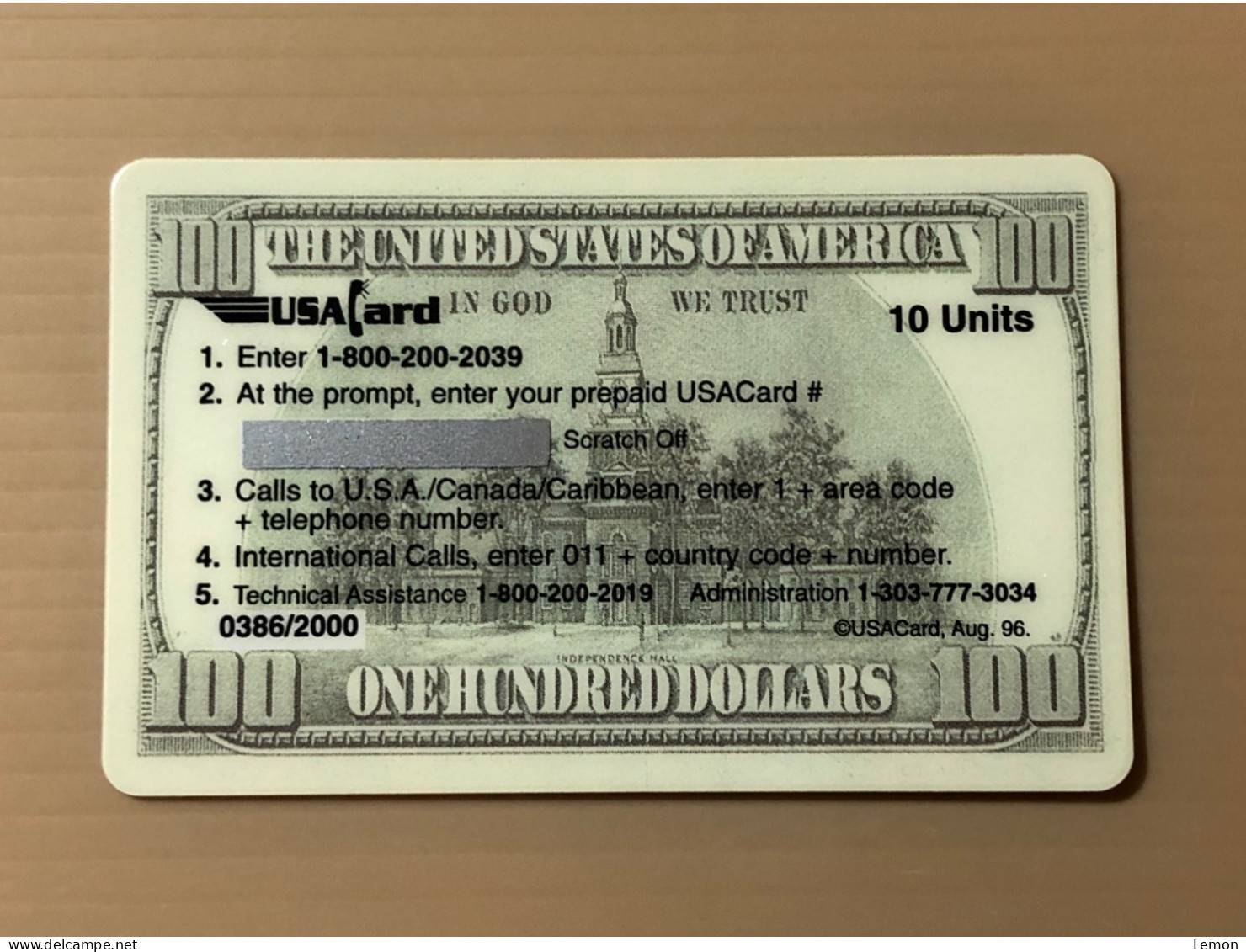 Mint USA UNITED STATES America Prepaid Telecard Phonecard, Banknote One Hundred Dollar Currency, Set Of 1 Mint Card - Sammlungen