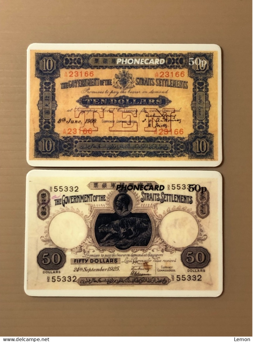Mint USA UNITED STATES America Prepaid Telecard Phonecard, Straits Settlement Banknote Currency, Set Of 2 Mint Cards - Collections