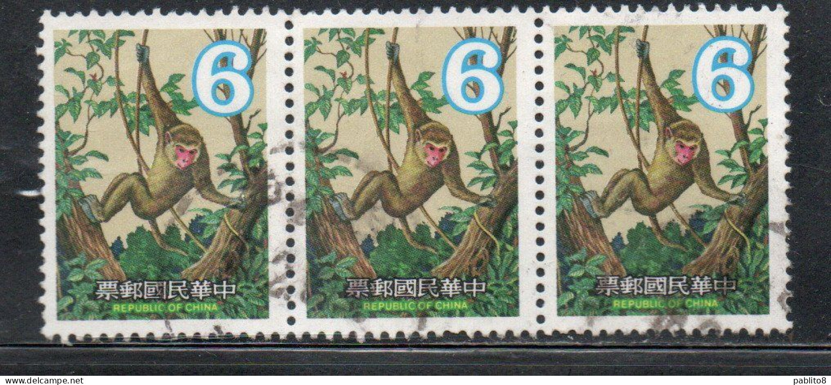 CHINA REPUBLIC CINA TAIWAN FORMOSA 1979 NEW YEAR 1980 MONKEY 6$ USED USATO OBLITERE' - Used Stamps