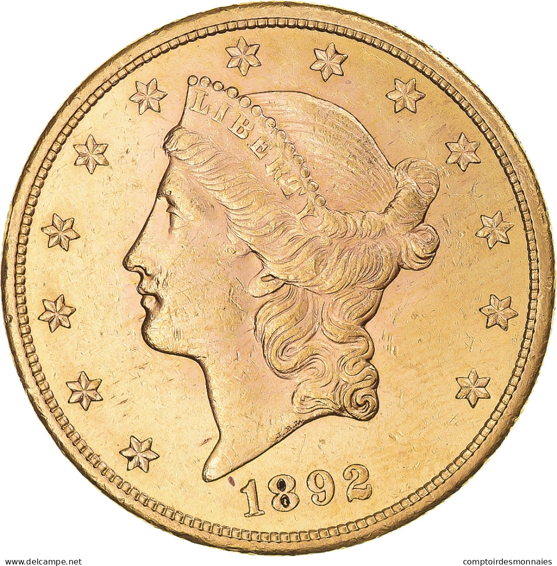 Monnaie, États-Unis, Liberty Head, $20, Double Eagle, 1892, U.S. Mint, San - 20$ - Double Eagle - 1877-1901: Coronet Head
