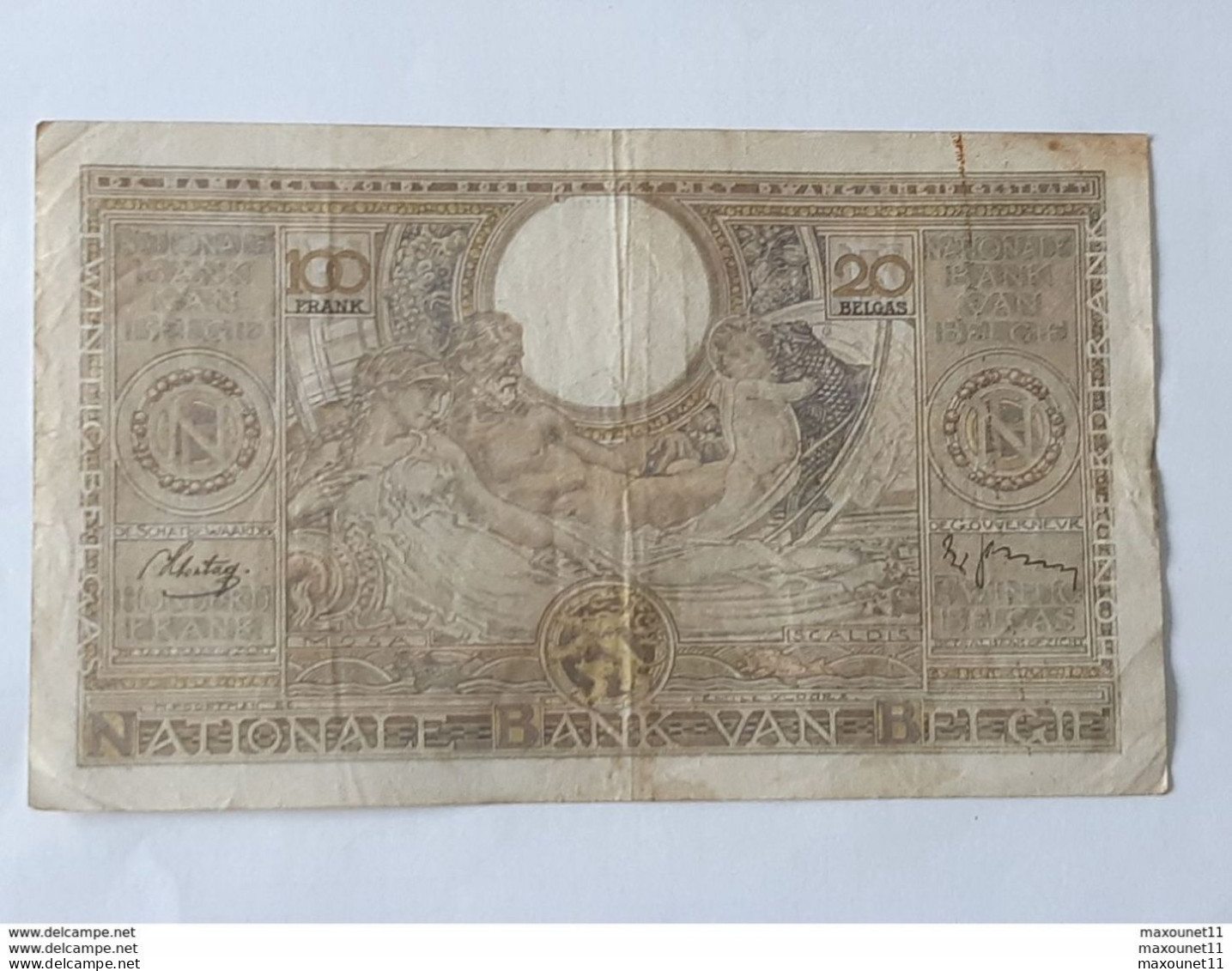 Belgique, 100 Francs-20 Belgas Type 1933 Du 29-07-1938 . Pas D'épinglage - 100 Francos-20 Belgas