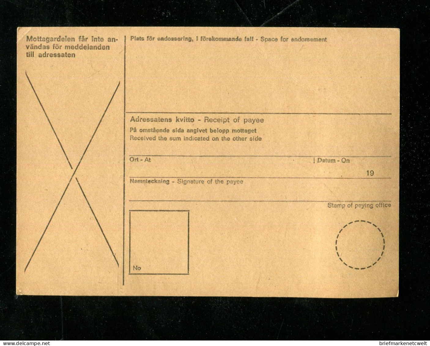 "SCHWEDEN" 1974, Postformular, MiF, Stempel "Soedertael" (17255) - Briefe U. Dokumente