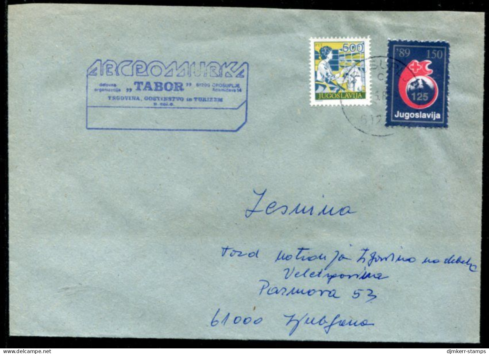 YUGOSLAVIA 1989 Commercial Cover With Red Cross Week 150 D Tax.  Michel ZZM 169 - Wohlfahrtsmarken