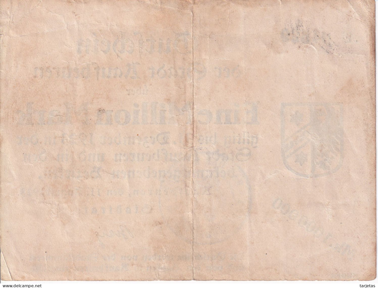 BILLETE DE ALEMANIA DE 1000000 MARK DEL AÑO 1923 (BANKNOTE) RARO - 1 Miljoen Mark