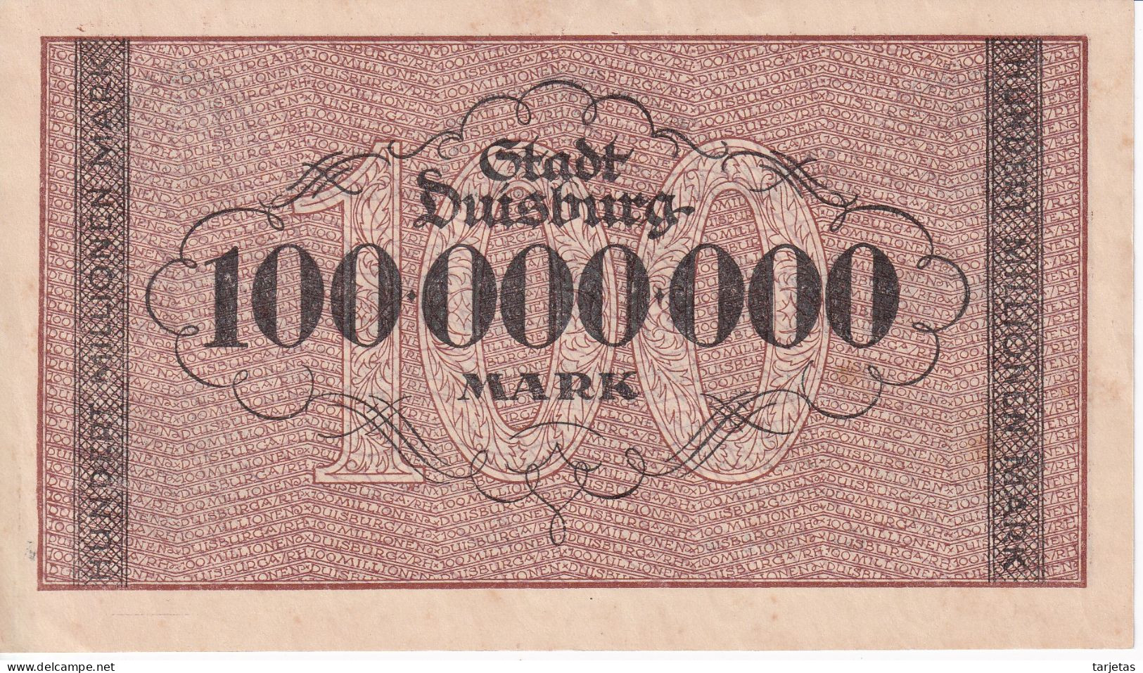 BILLETE DE ALEMANIA DE 100000000 MARK DEL AÑO 1923 (BANKNOTE) RARO - 100 Millionen Mark