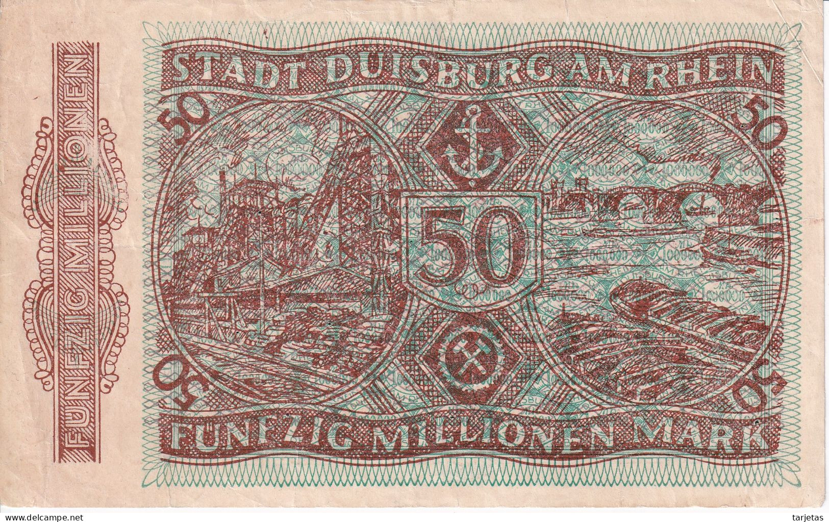 BILLETE DE ALEMANIA DE 50000000 MARK DEL AÑO 1923 (BANKNOTE) RARO - 50 Miljoen Mark