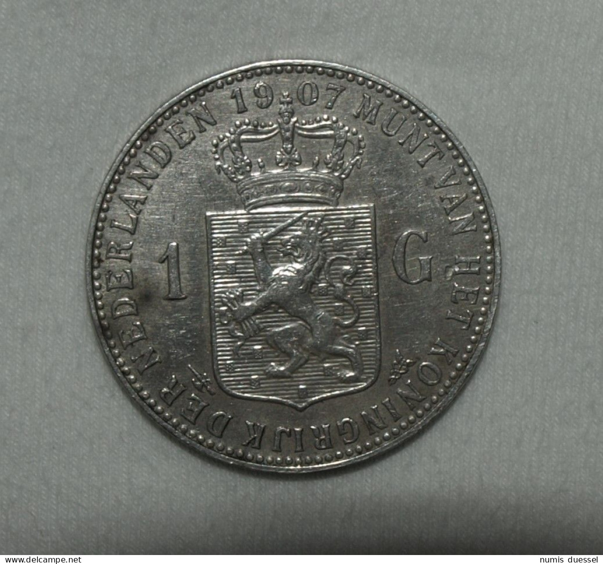 Silber/Silver Niederlande/Netherlands Wilhelmina, 1907, 1 Gulden VZ/XF - 1 Gulden