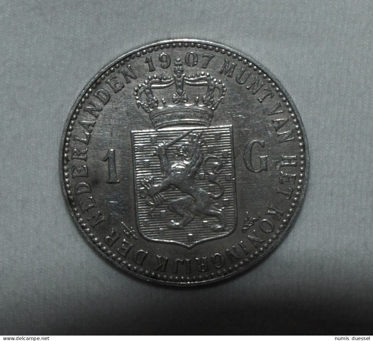 Silber/Silver Niederlande/Netherlands Wilhelmina, 1907, 1 Gulden VZ/XF