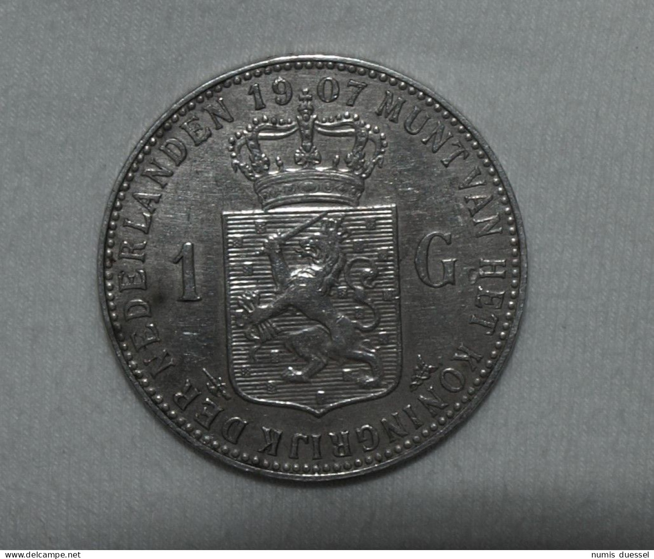 Silber/Silver Niederlande/Netherlands Wilhelmina, 1907, 1 Gulden VZ/XF