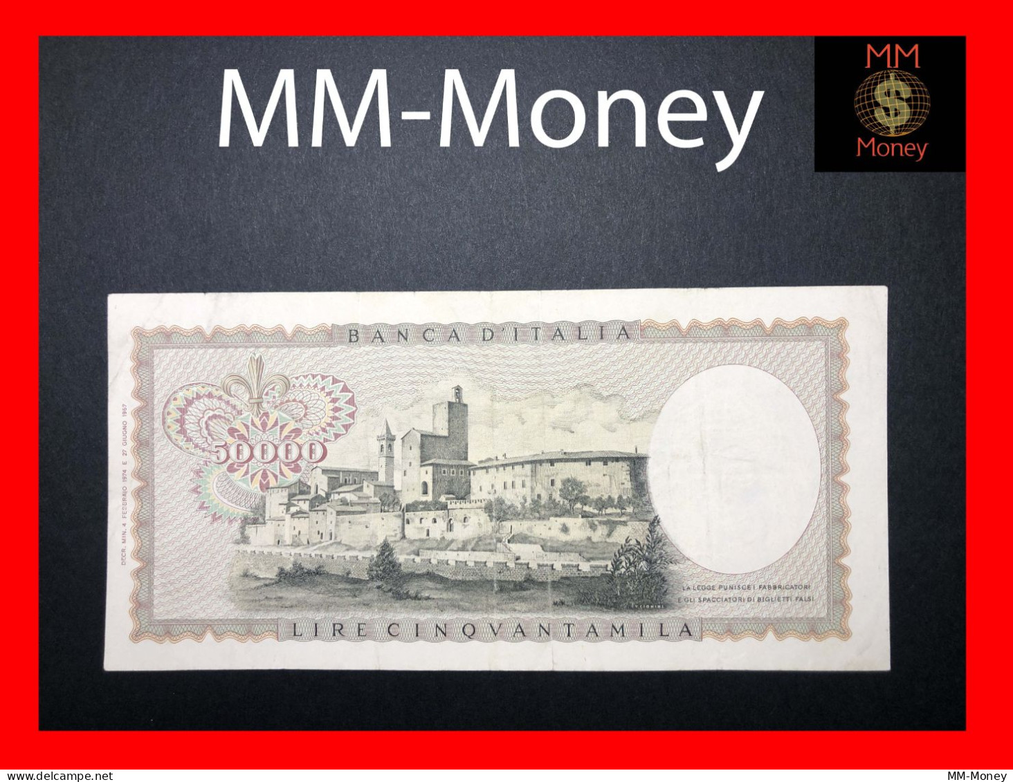 ITALY 50000  50.000 Lire  4.2.1974  P. 99  VF "last Date"   **one Of The Rarest Italian Banknotes**   [MM-Money] - 50000 Lire