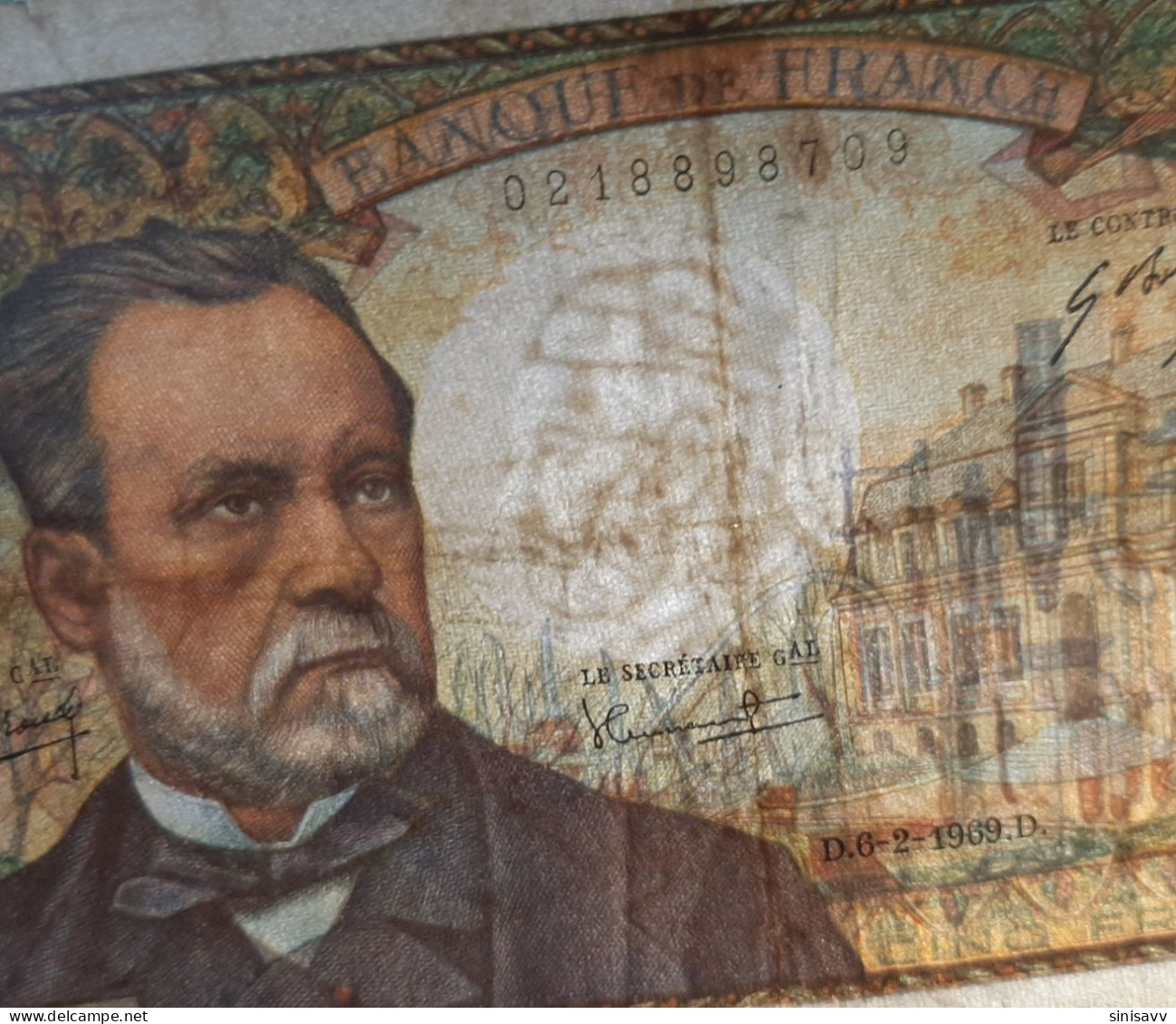 5 Francs - France - Pasteur - N° O.88/98709 - 06.02.1969 - 5 F 1966-1970 ''Pasteur''