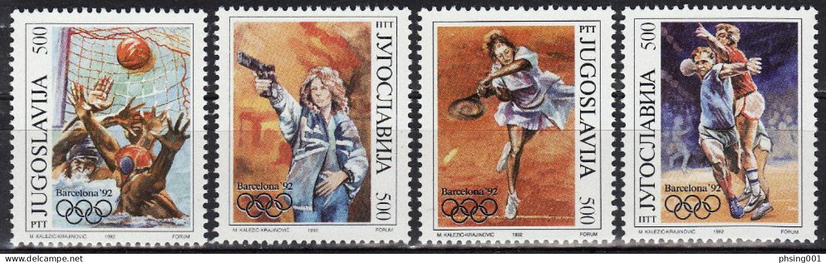 Yugoslavia 1992 Europa Columbus Olympic Games Barcelona Soccer Fauna Cats Birds Pelicans Trains Complete Year MNH