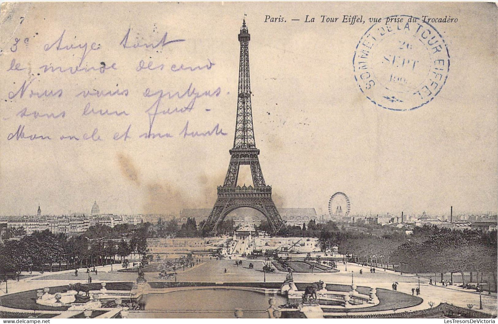 FRANCE - 75 - Paris - La Tour Eiffel - Vue Prise Du Trocadéro - Carte Postale Ancienne - Eiffelturm