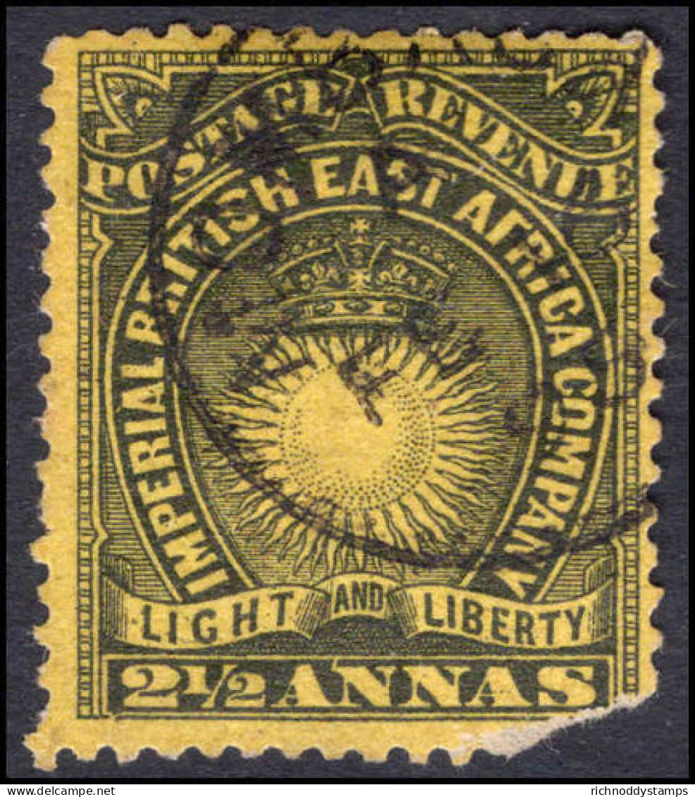 British East Africa 1890-95 2&#189;a Black On Yellow (faults) Used. - Afrique Orientale Britannique