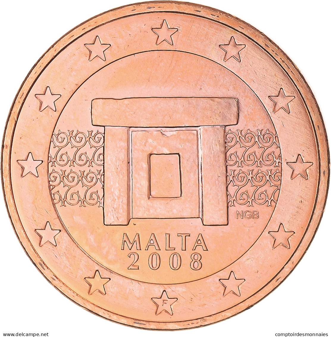 Malte, 5 Euro Cent, 2008, Paris, SUP+, Cuivre Plaqué Acier, KM:127 - Malte