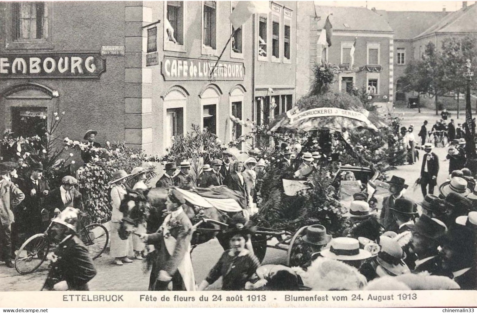 LUXEMBOURG ETTELBRUCK FÊTE DE FLEURS DU 24 AOUT 1913 TRES BELLE  ANIMATION  9X14 REIMPRESSION DE CARTES ANCIENNES - Ettelbrück