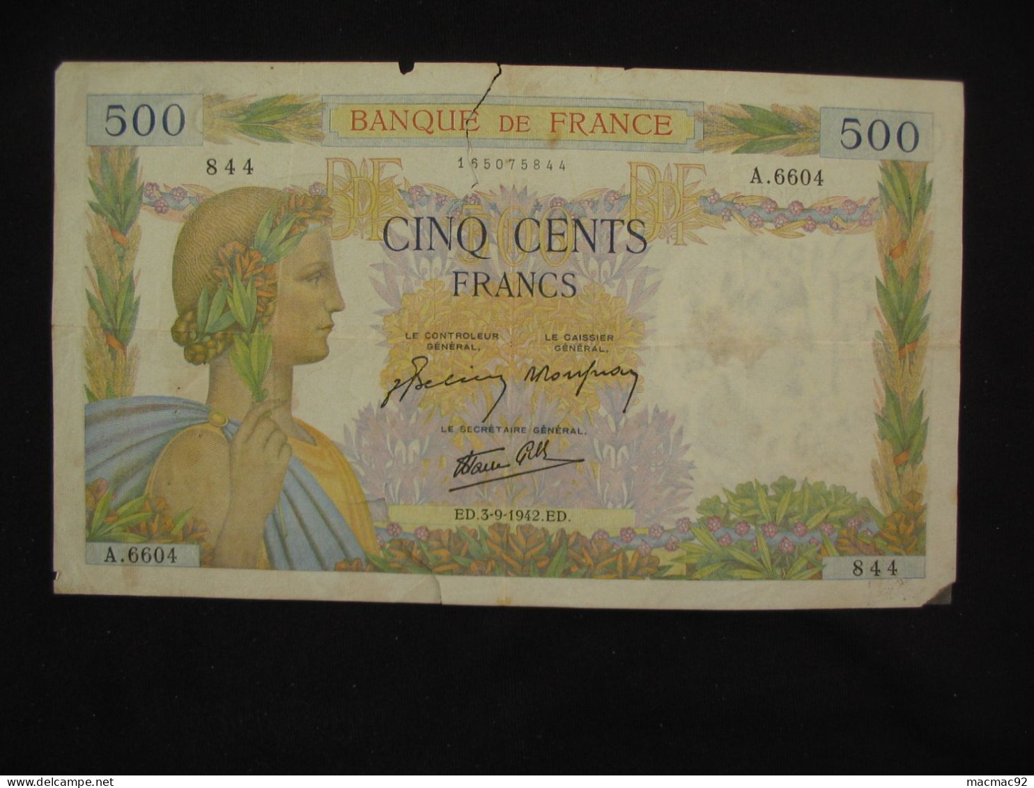 500 Cinq Cents Francs - LA PAIX - 4-1-1940   **** EN ACHAT IMMEDIAT **** - 500 F 1940-1944 ''La Paix''