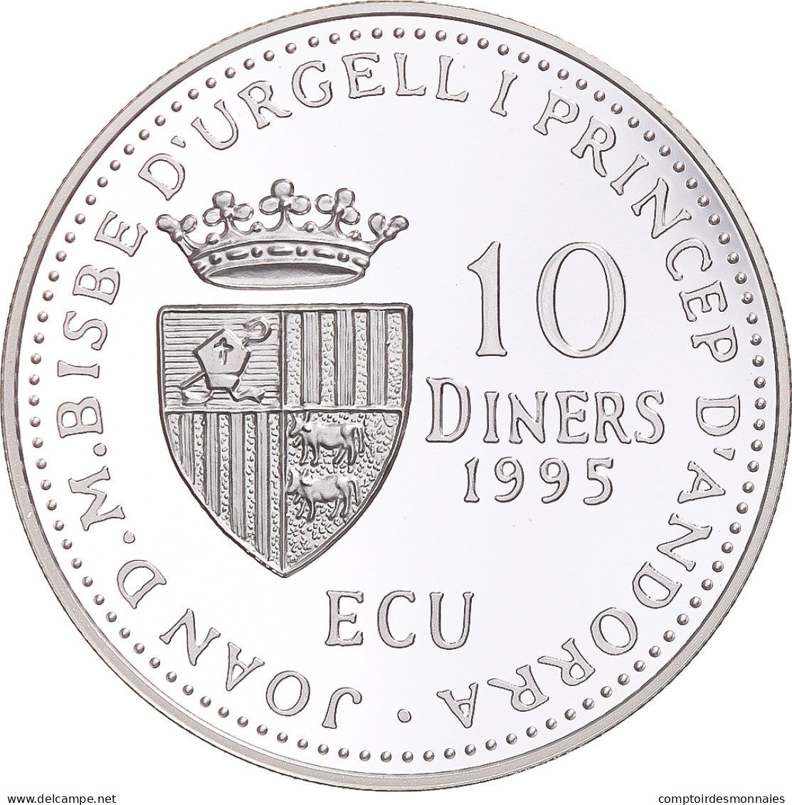 Monnaie, Andorre, Agnus Dei, 10 Diners, 1995, BE, FDC, Argent, KM:114 - Andorra