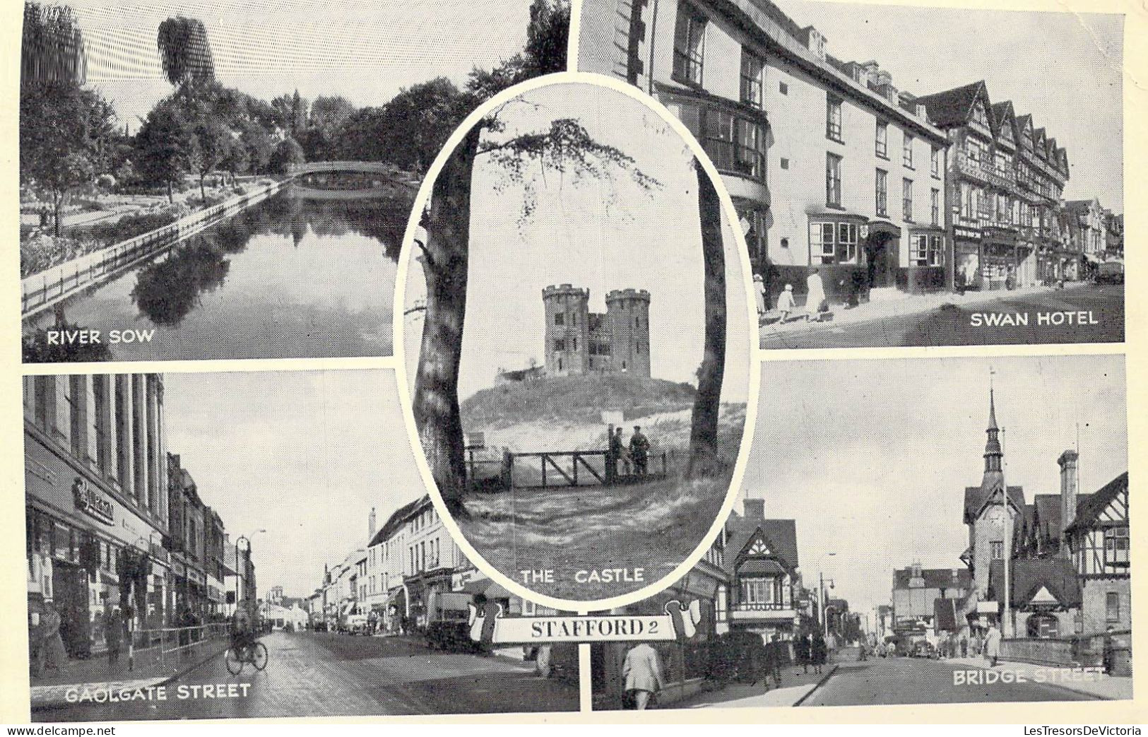 ANGLETERRE - Stattford - River Sow - Gaolgate Street - Swan Hotel - Bridge Street - The Castle - Carte Postale Ancienne - Sonstige & Ohne Zuordnung