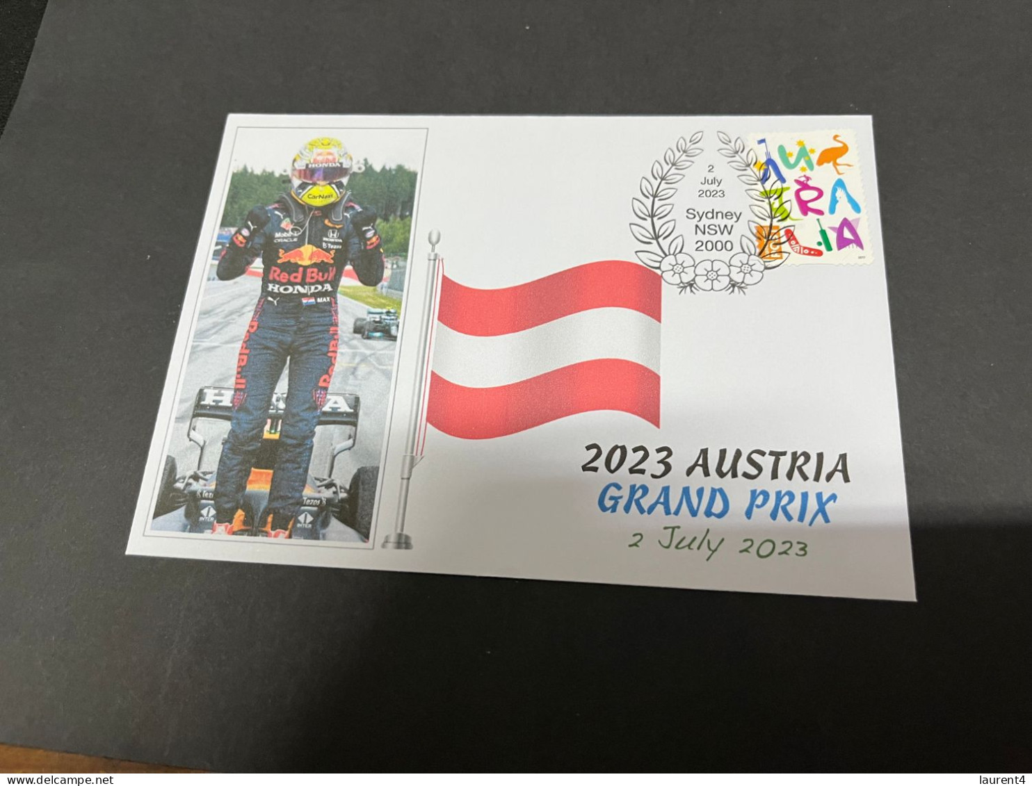 5-7-2023 (1 S 22) Formula One - 2023 Austria Grand Prix - Winner Max Verstappen (2 July 2023) OZ Stamp - Other & Unclassified