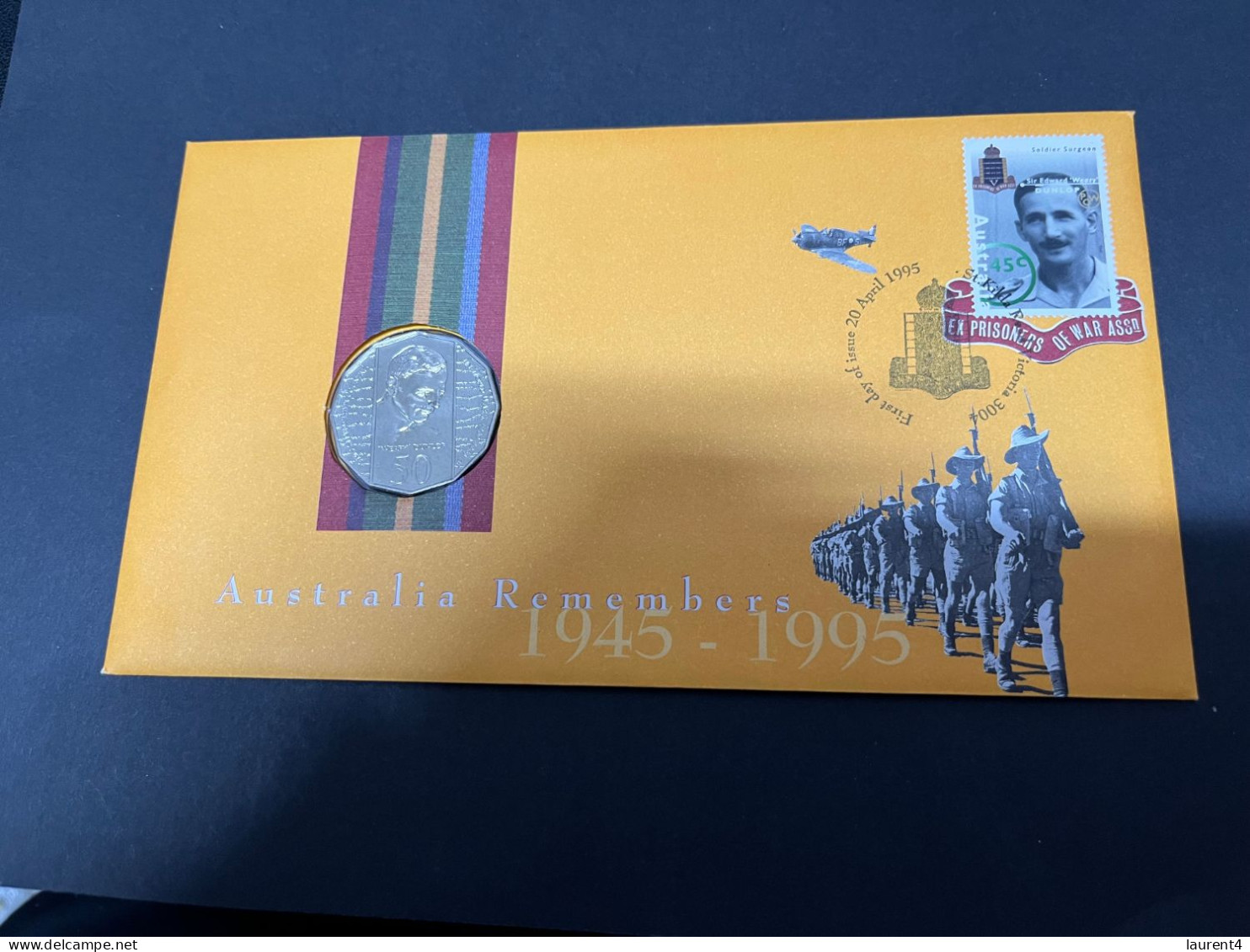 5-7-2023 (1 S 22) PNC Australia 1995 - Australia Remembers 1945-1995 RAM 50c 'Weary Dunlop" Coin On Cover - 50 Cents