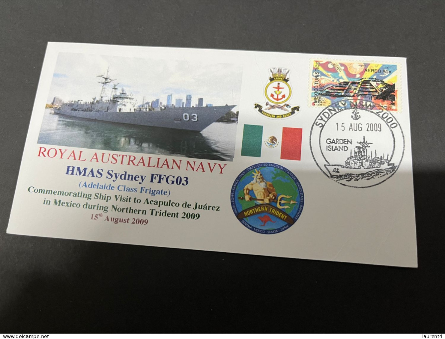 5-7-2023 (1 S 22) Royal Australian Navy Warship - HMAS Sydney FFG 03 (Mexico Stamp) - Otros & Sin Clasificación