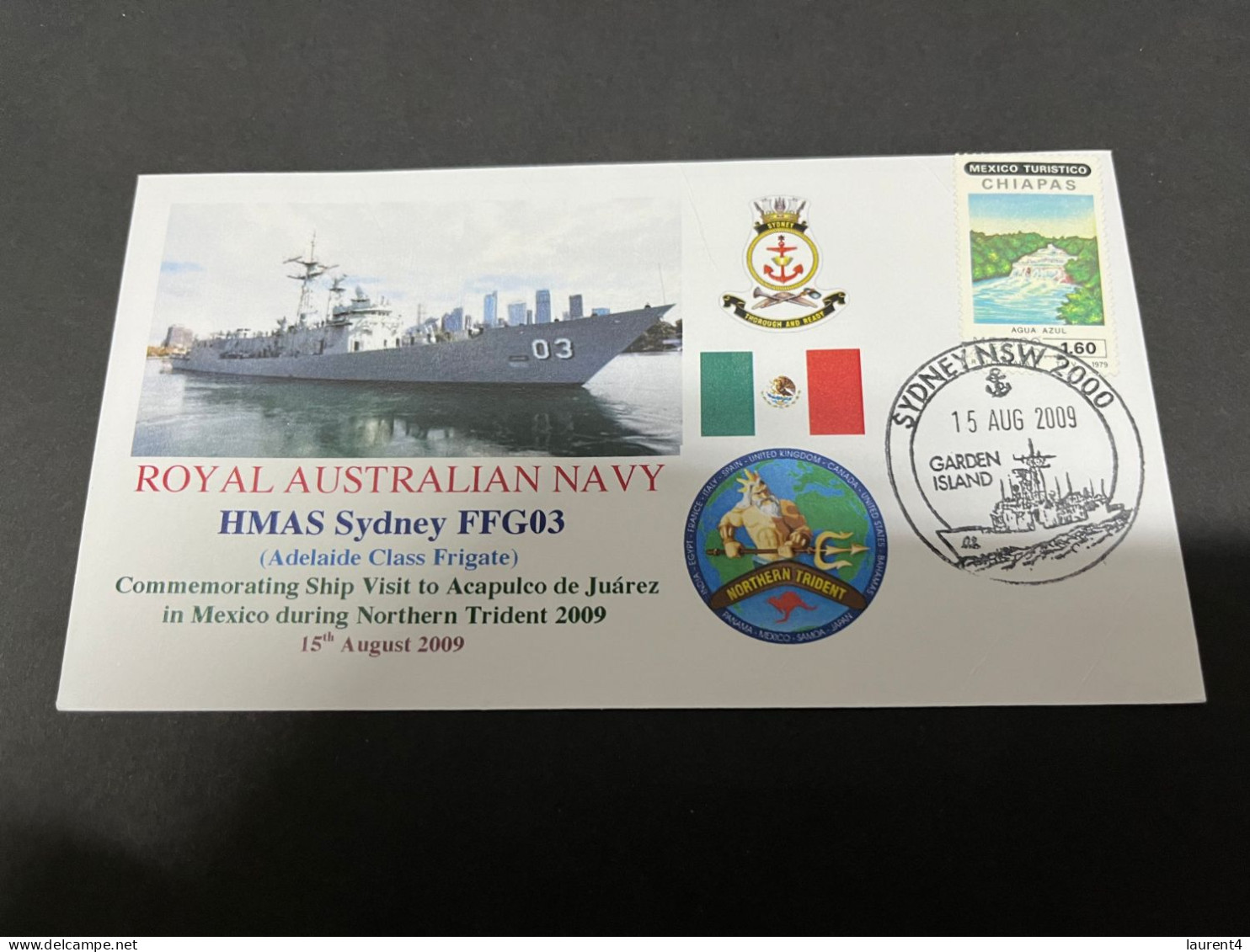 5-7-2023 (1 S 22) Royal Australian Navy Warship - HMAS Sydney FFG 03 (Mexico Stamp) - Otros & Sin Clasificación