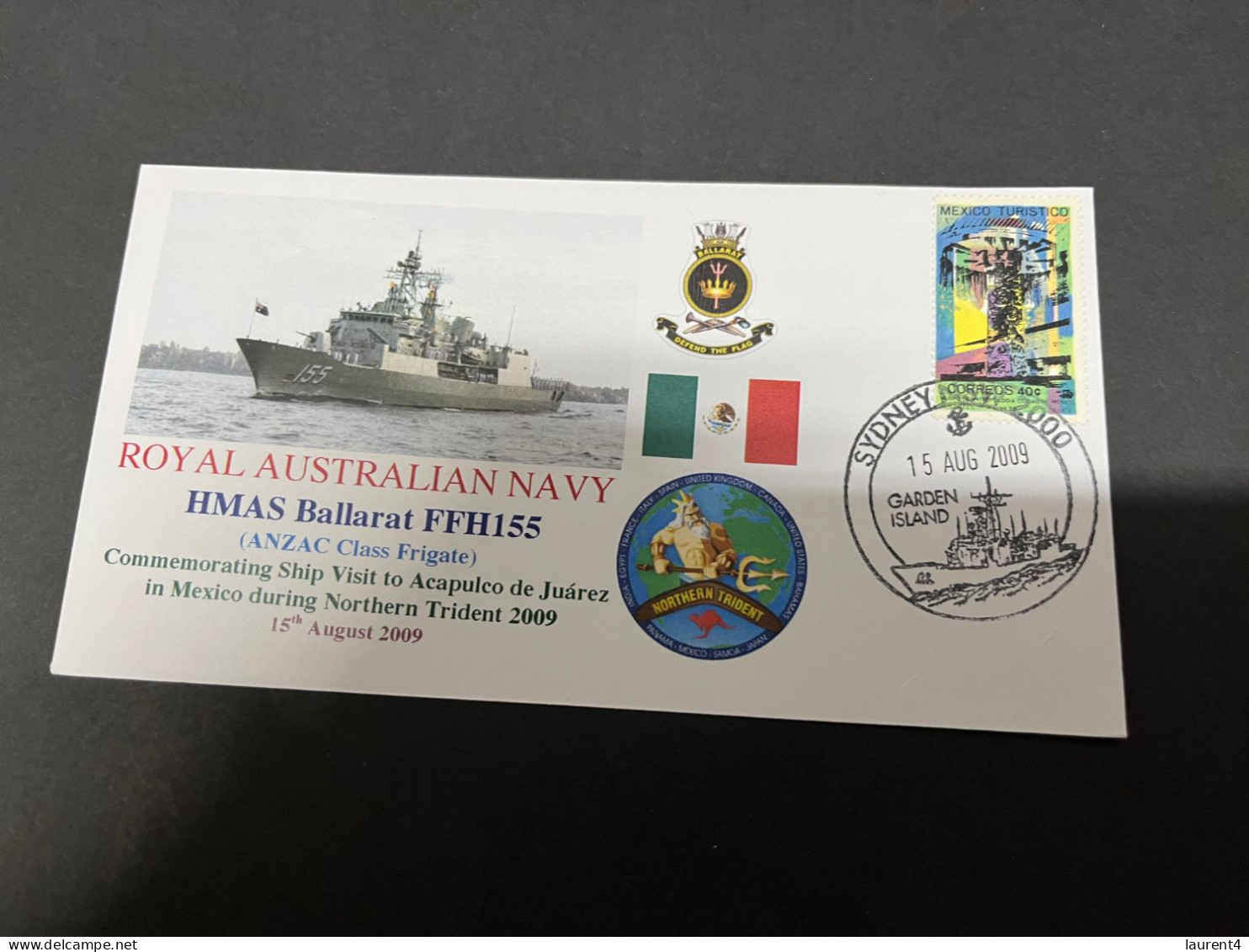 5-7-2023 (1 S 22) Royal Australian Navy Warship - HMAS Ballatat FFH 155 (Mexico Stamp) - Autres & Non Classés