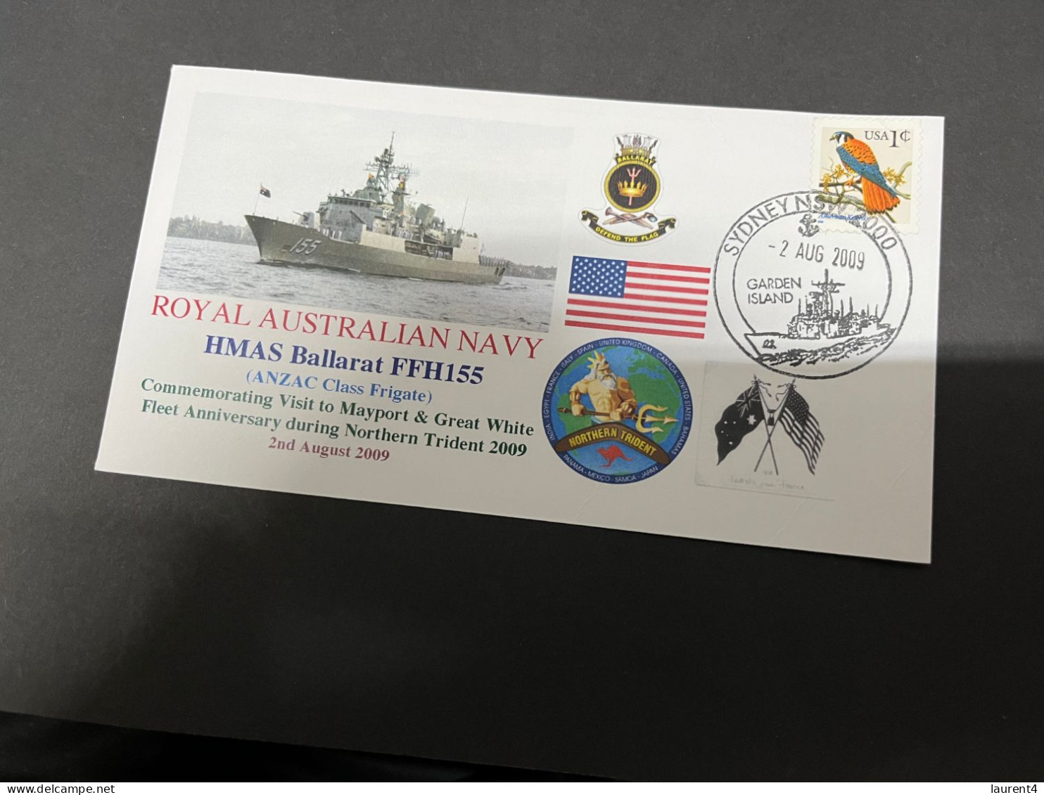 5-7-2023 (1 S 22) Royal Australian Navy Warship - HMAS Ballarat FFH 155 (USA Stamp) - Andere & Zonder Classificatie