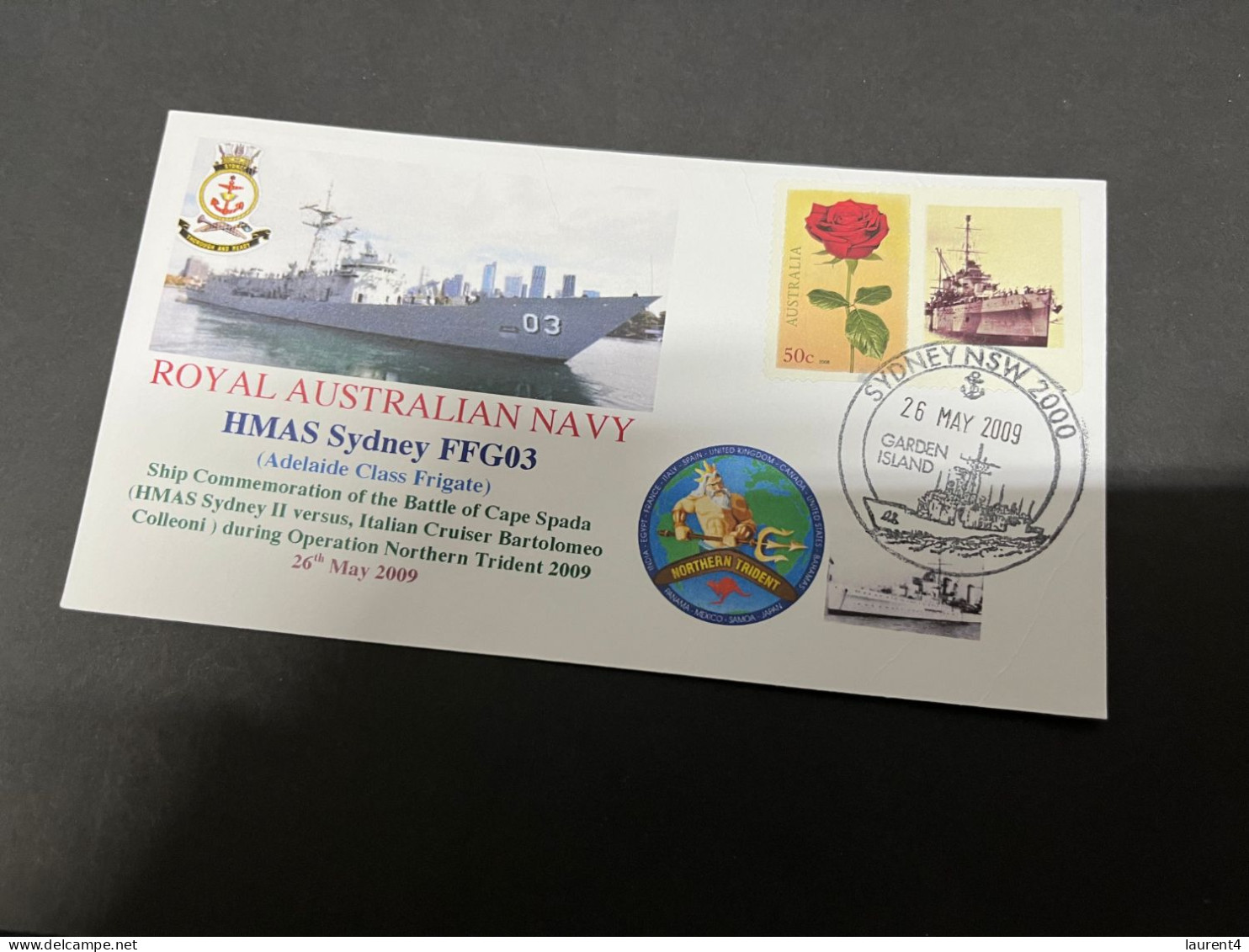 5-7-2023 (1 S 22) Royal Australian Navy Warship - HMAS Sydney FFG 03 (with HMAS Sydney Personlised Stamp) - Andere & Zonder Classificatie