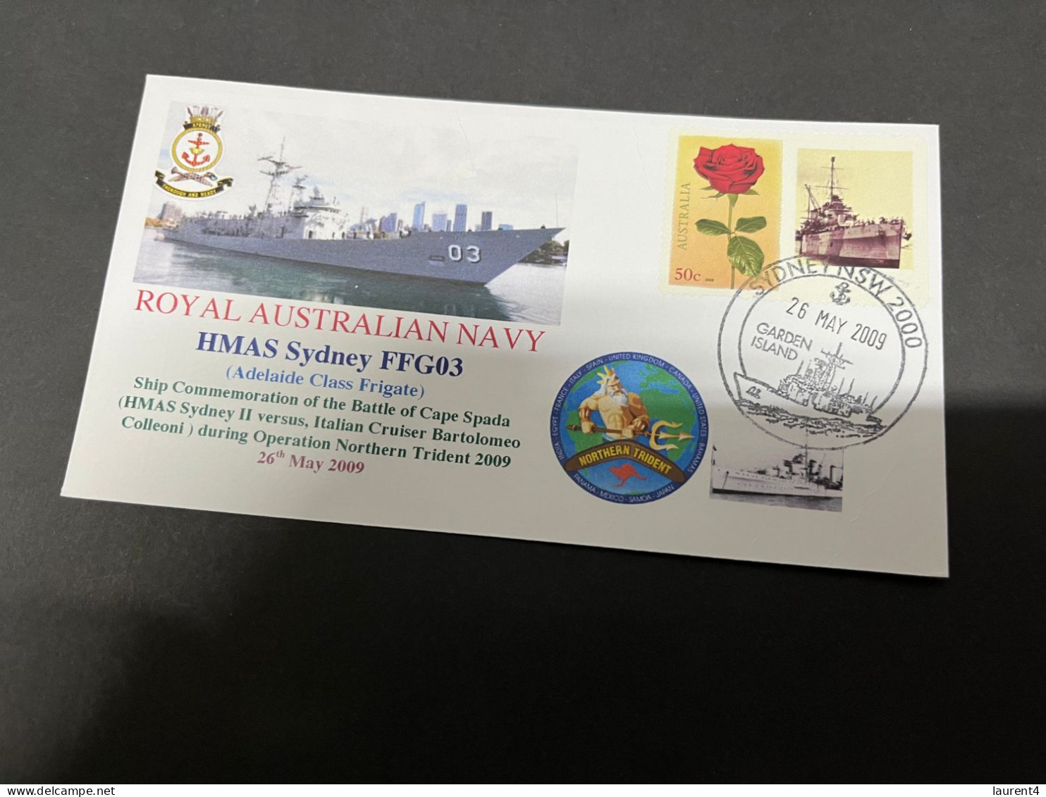 5-7-2023 (1 S 22) Royal Australian Navy Warship - HMAS Sydney FFG 03 (with HMAS Sydney Personlised Stamp) - Otros & Sin Clasificación