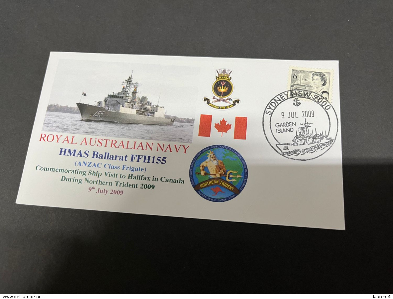 5-7-2023 (1 S 22) Royal Australian Navy Warship - HMAS Ballarat FFH 155 (Canada Stamp) - Autres & Non Classés