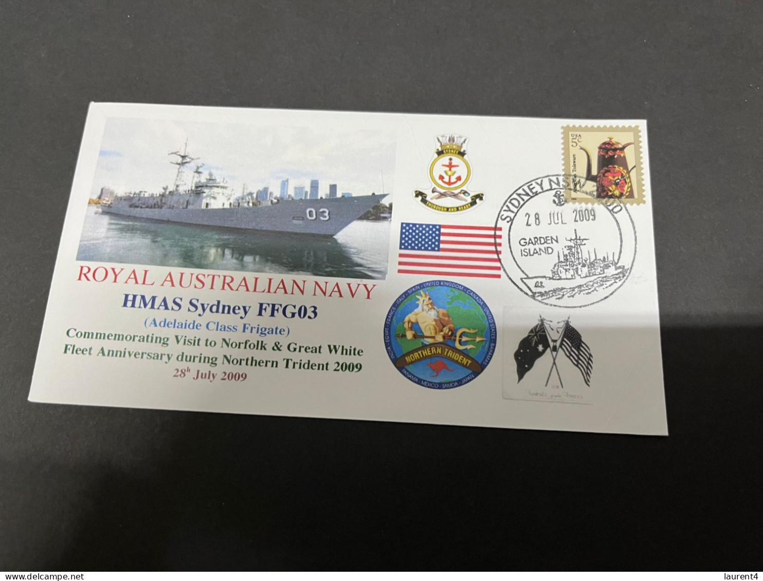 5-7-2023 (1 S 22) Royal Australian Navy Warship - HMAS Sydney FFG 03 (USA Stamp) - Autres & Non Classés