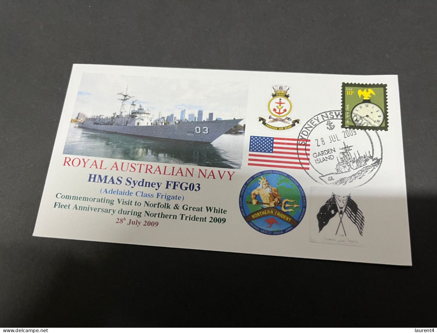 5-7-2023 (1 S 22) Royal Australian Navy Warship - HMAS Sydney FFG 03 (USA Stamp) - Andere & Zonder Classificatie