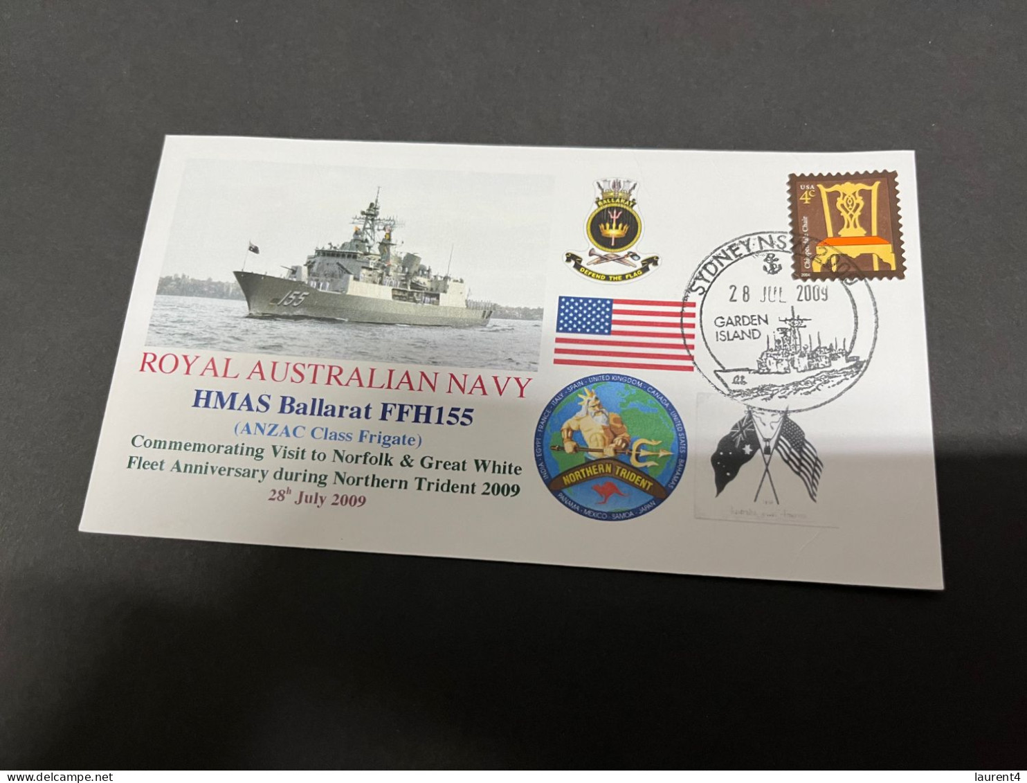 5-7-2023 (1 S 22) Royal Australian Navy Warship - HMAS Ballarat FFH 155 (USA Stamp) - Altri & Non Classificati