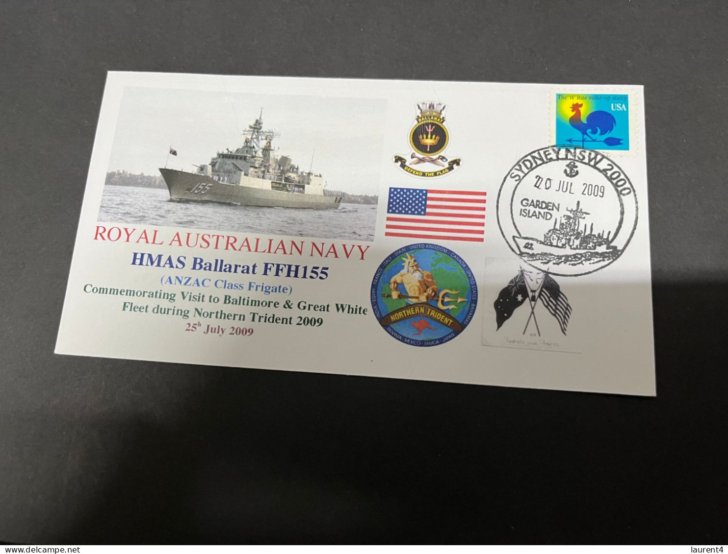 5-7-2023 (1 S 22) Royal Australian Navy Warship - HMAS Ballarat FFH 155 (USA Stamp) - Autres & Non Classés