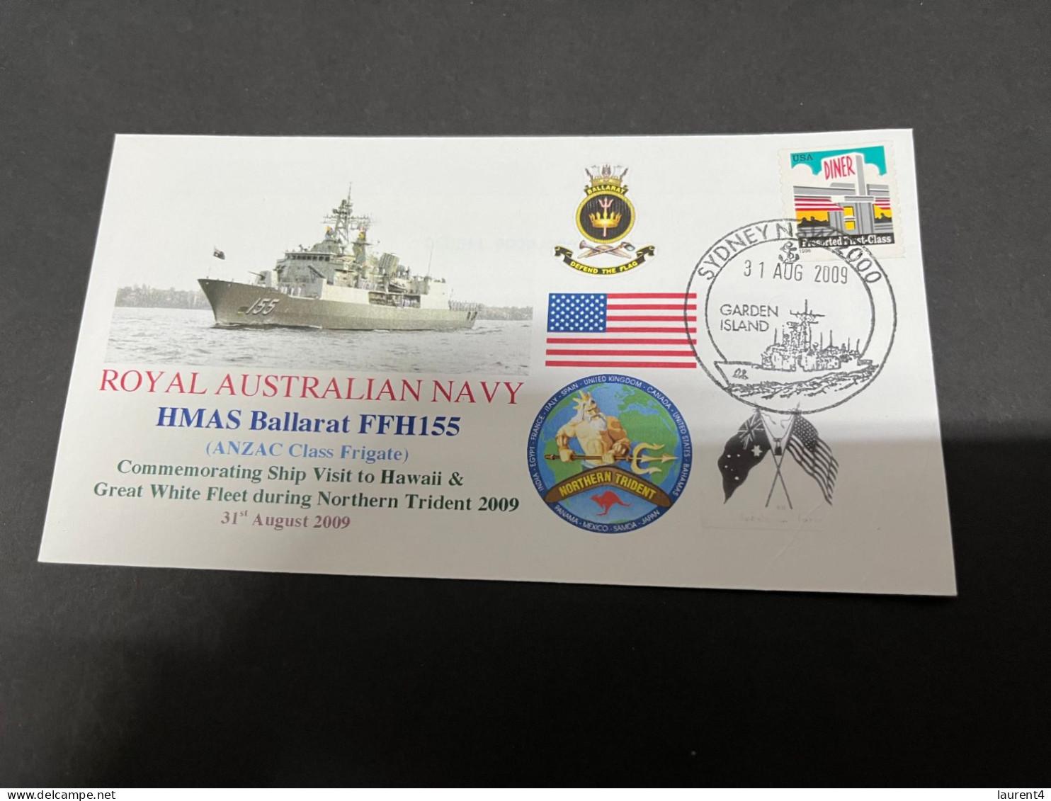 5-7-2023 (1 S 22) Royal Australian Navy Warship - HMAS Ballarat FFH 155 (USA Flag) - Altri & Non Classificati