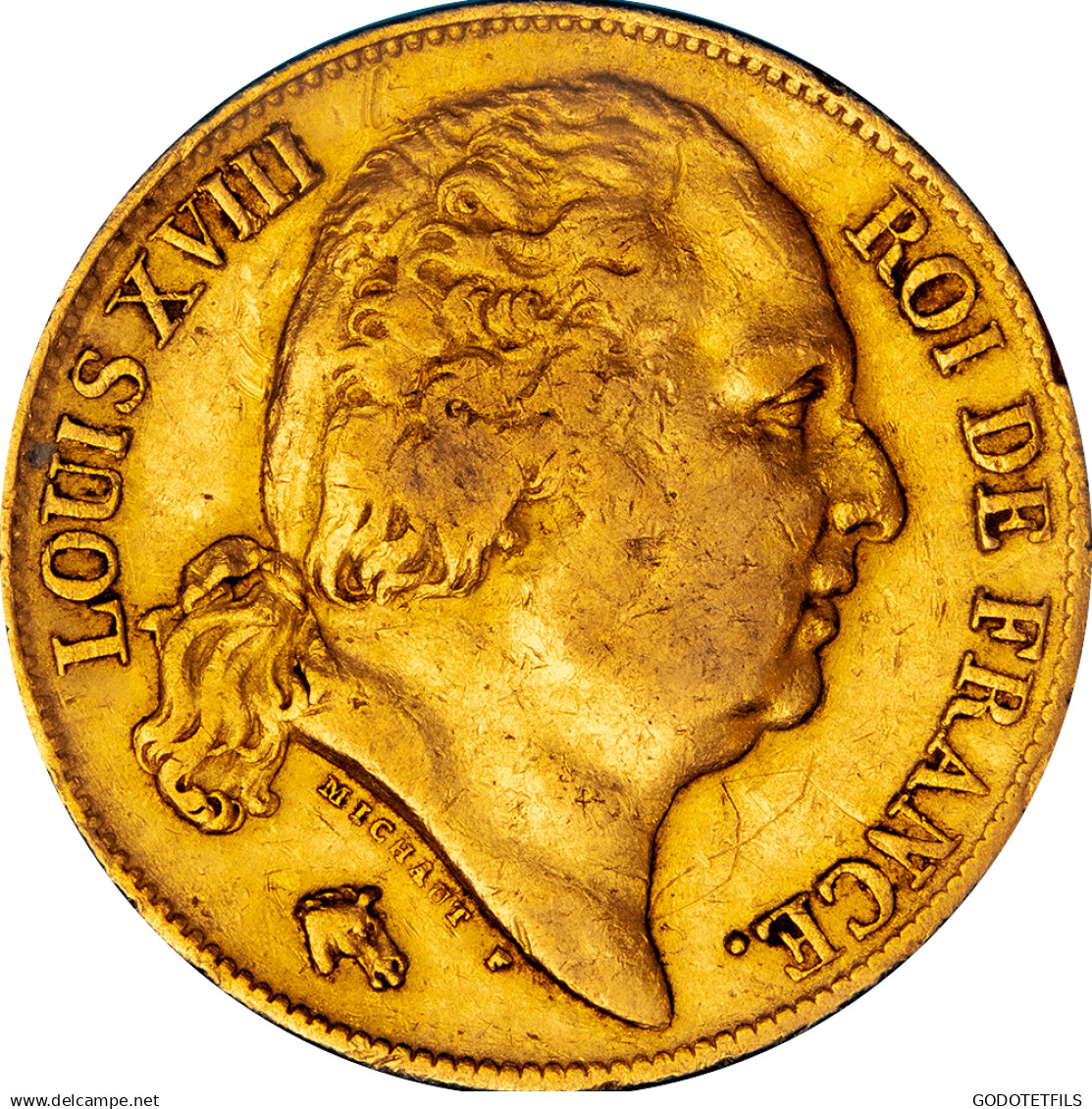 20 Francs Or Louis XVIII 1820 Lille - 20 Francs (oro)