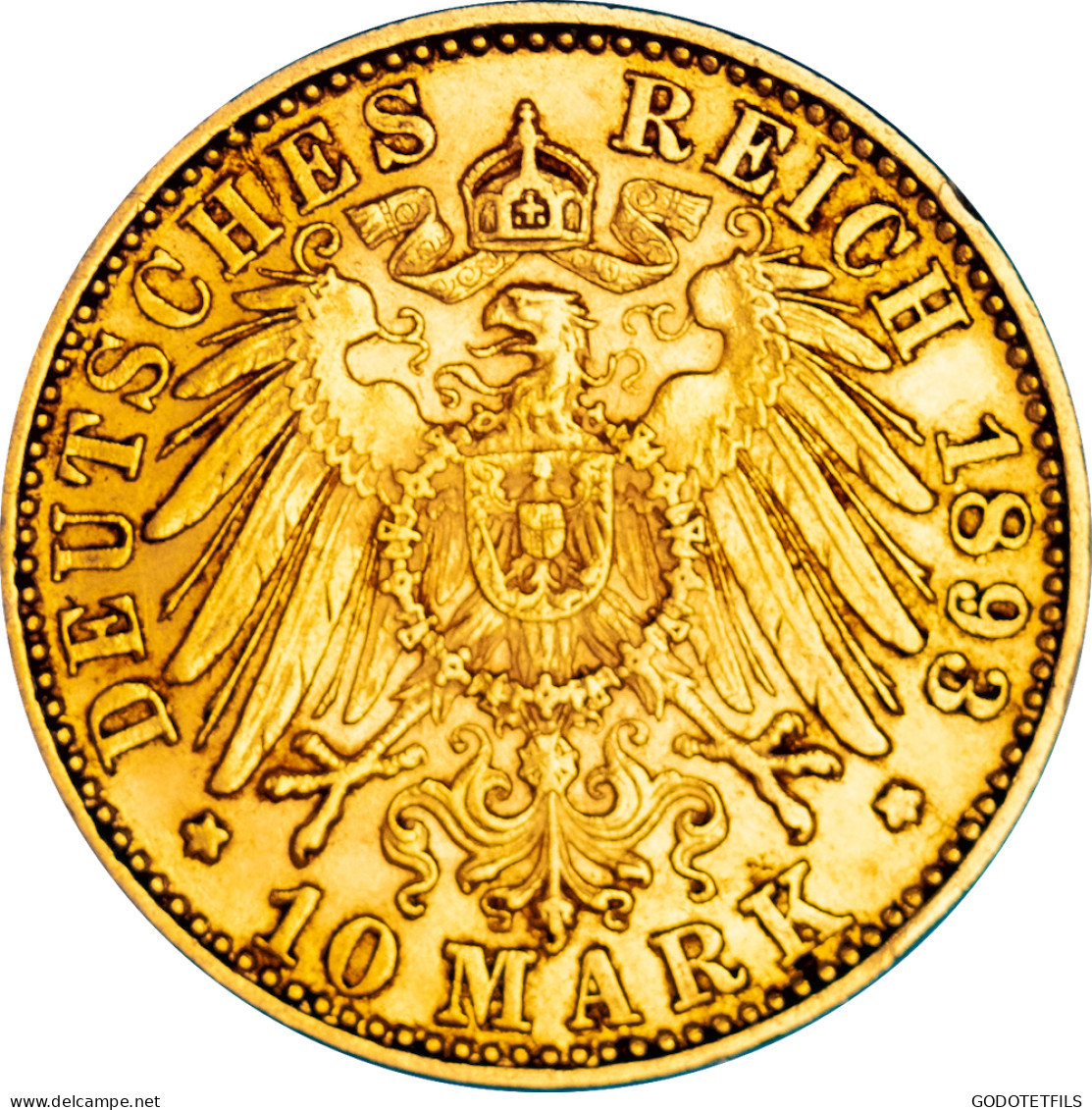 Allemagne 10 Mark Guillaume II 1893 Stuttgart - 5, 10 & 20 Mark Gold