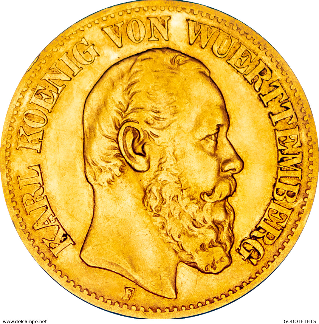 Wurtemberg - 10 Mark Charles 1er 1872 Stuttgart - 5, 10 & 20 Mark Goud