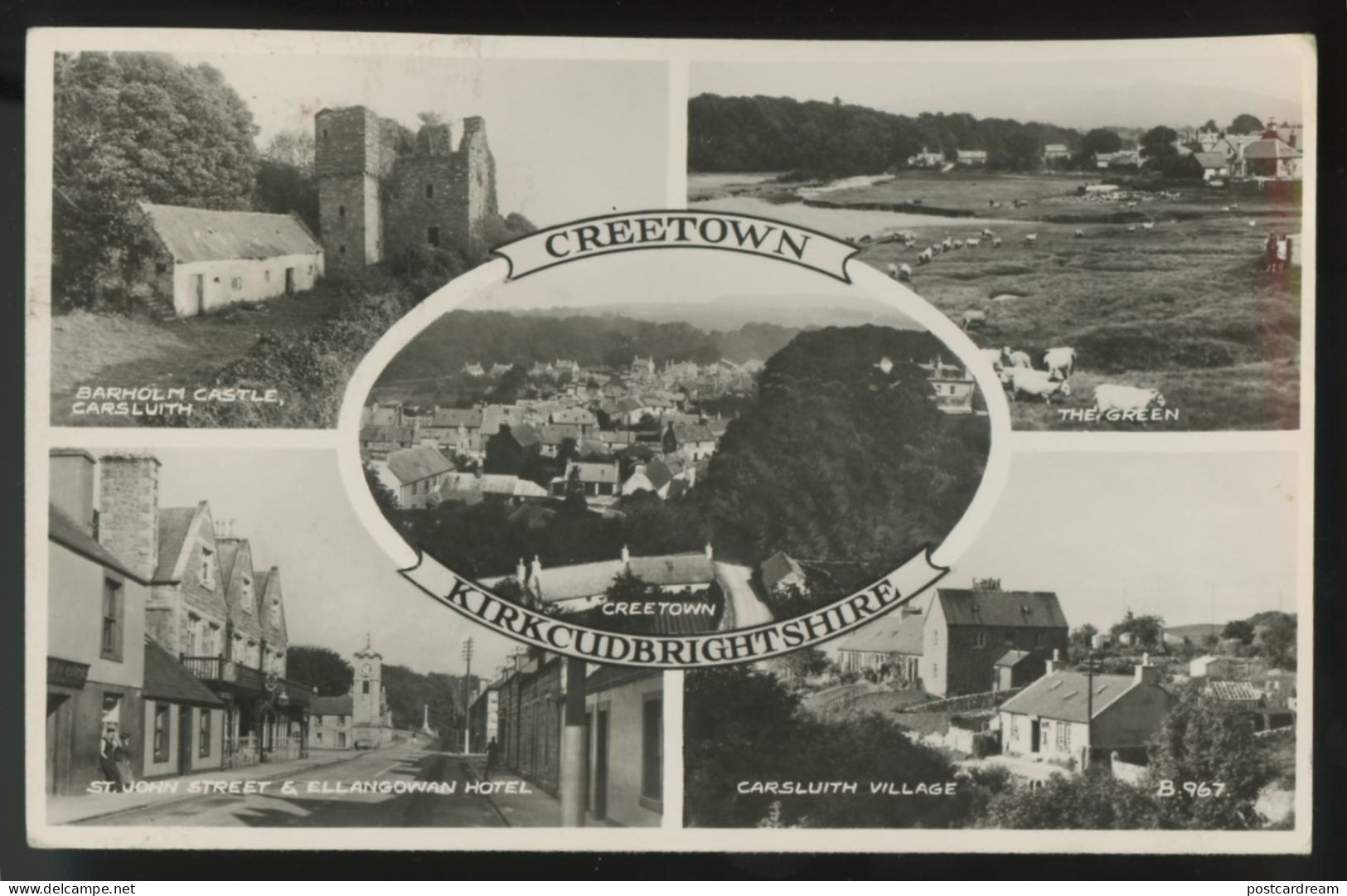 KIRKCUDBRIGHTSHIRE Scotland Rppc CREETOWN HOTEL VILLAGE MULTIVIEW PHOTO Postcard Photo - Kirkcudbrightshire