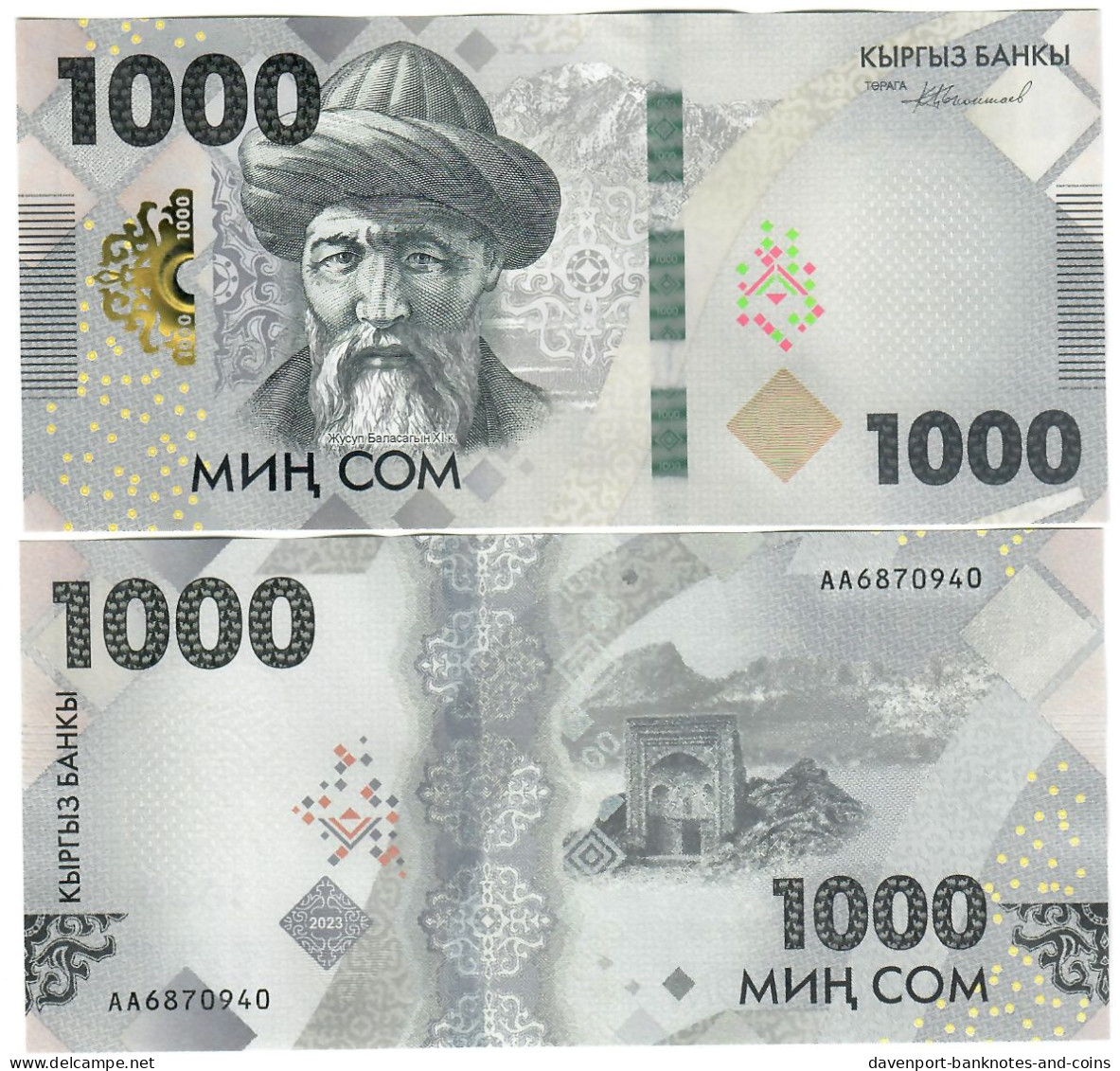 SET Kyrgyzstan 200, 500 & 1000 Som 2023 UNC - Kirghizistan