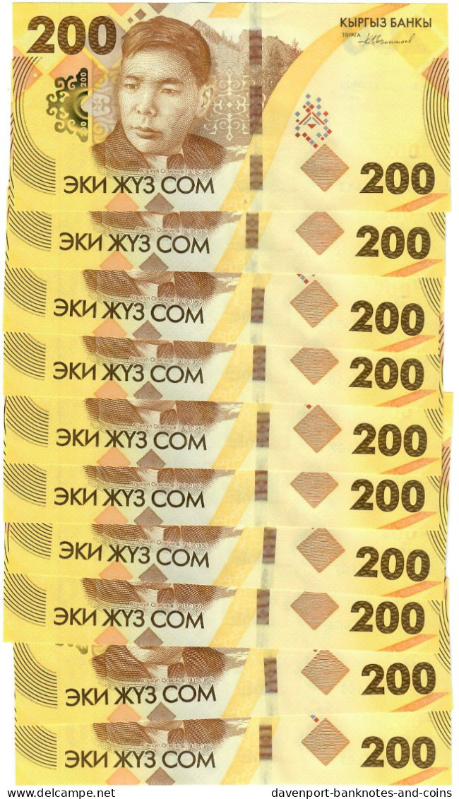 Kyrgyzstan 10x 200 Som 2023 UNC - Kirghizistan