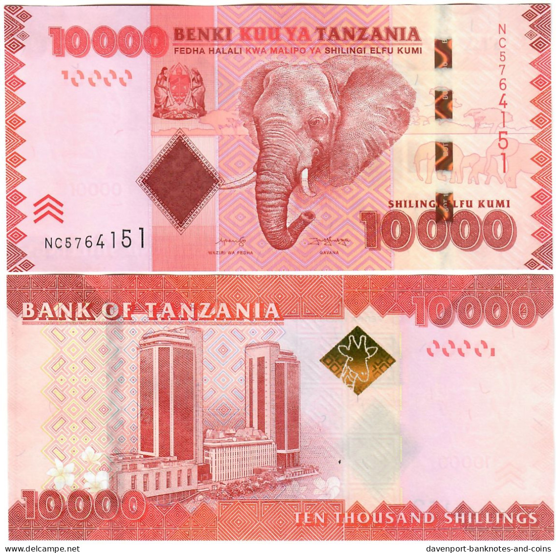 Tanzania 10000 Shillings 2011 (2020) UNC - Tanzania