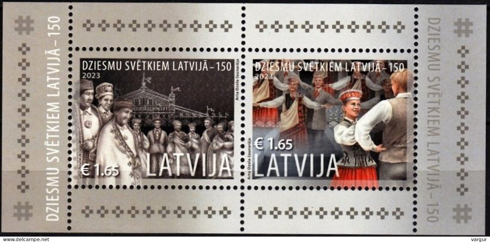 LATVIA 2023-13 Folklore Music Dance: Song Festival - 150. Souvenir Sheet, MNH - Musique