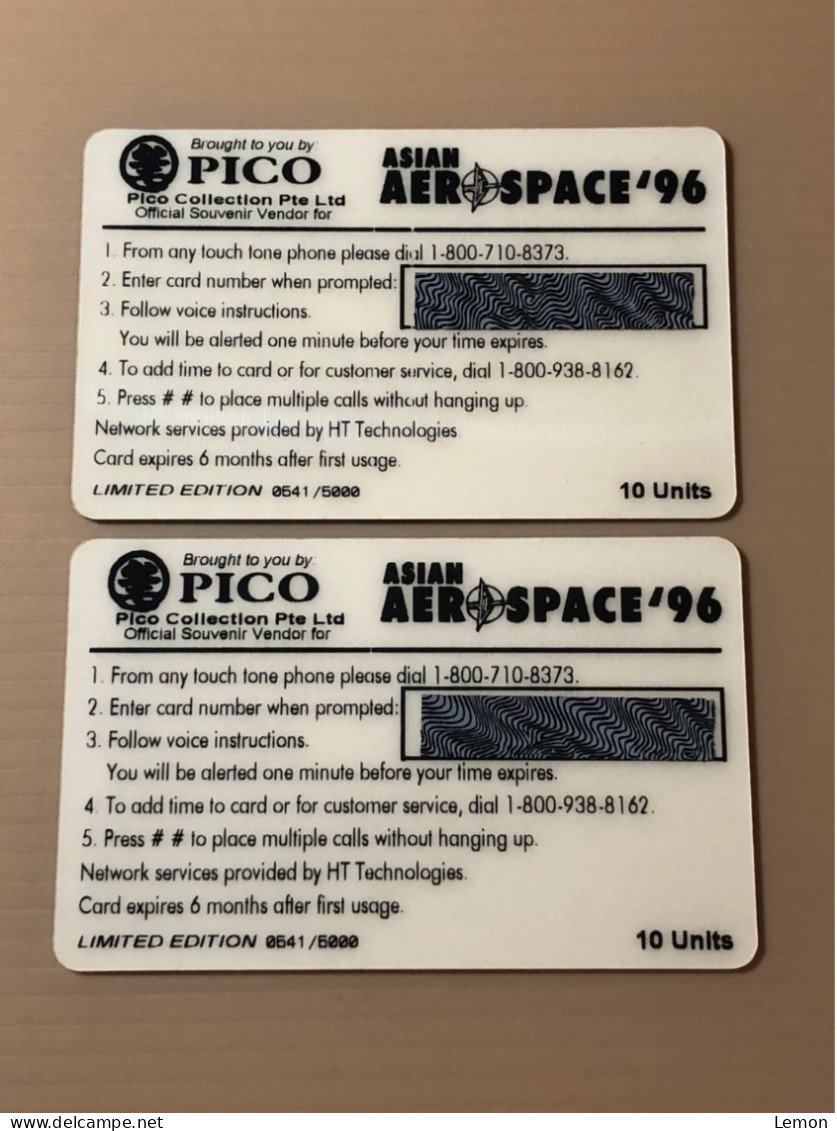 USA UNITED STATES America Prepaid Telecard Phonecard, Asian Aerospace’96, Set Of 2 Mint Cards - Sprint