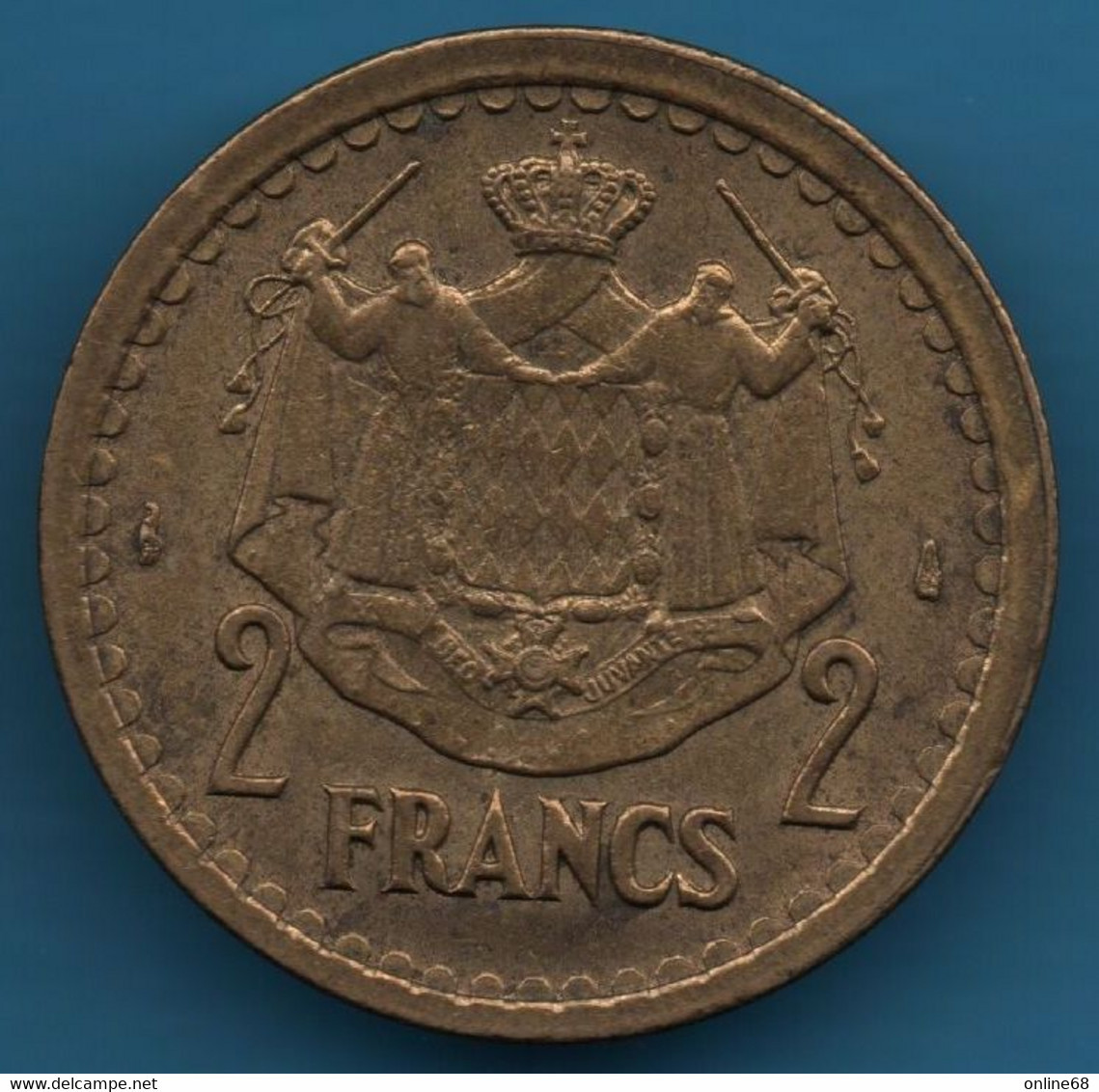 MONACO 2 FRANCS 1945 KM# 121a LOUIS II PRINCE DE MONACO - 1922-1949 Louis II.